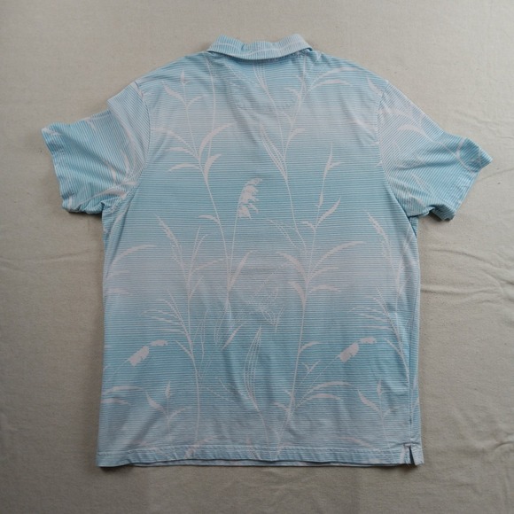 Nat Nast Luxury Originals Mens XL Polo Shirt Blue White Striped Leaf Print - Picture 11 of 11